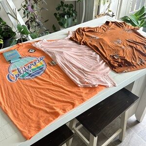 American Eagle, pink, old Navy, burnt orange, home free California LG tshirts